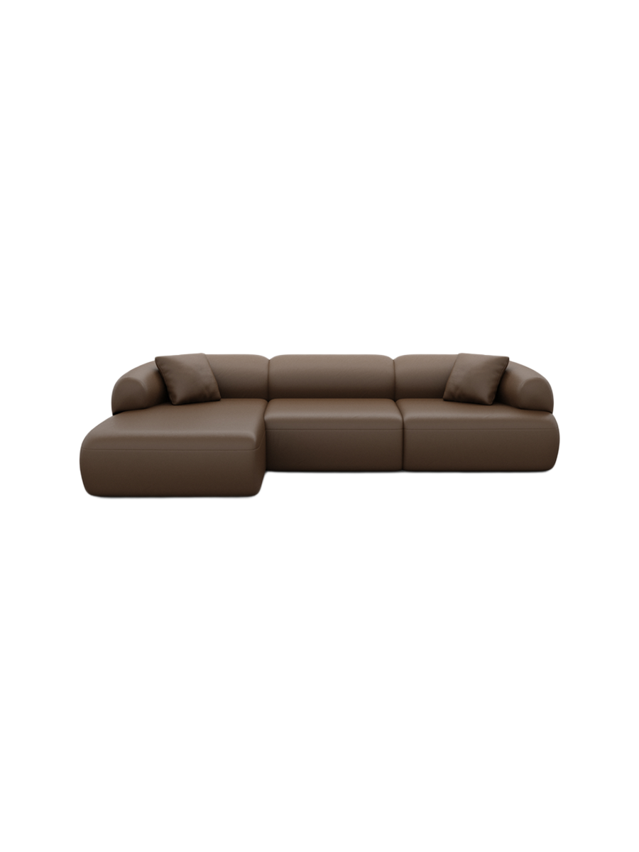 
4-Sitzer Design Echtleder Ecksofa „Astoria“ - Echtleder Beige / Eckteil links