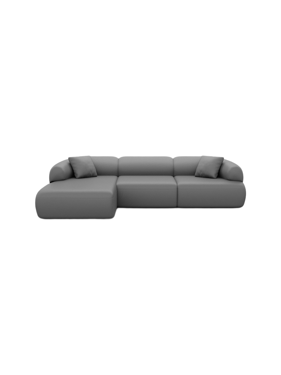 
4-Sitzer Design Echtleder Ecksofa „Astoria“ - Echtleder Beige / Eckteil links