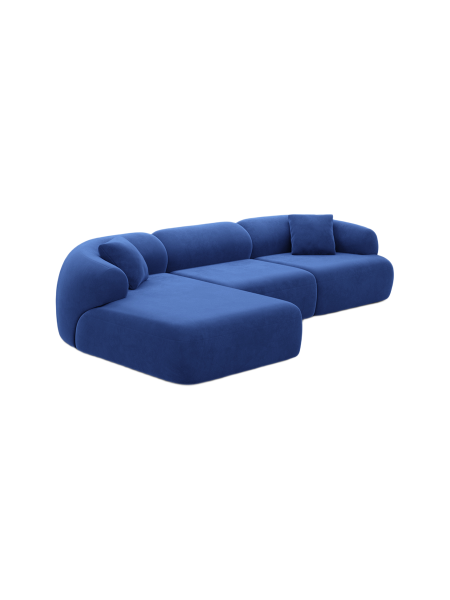 
4-Sitzer Design Ecksofa „Astoria“ mit Samtbezug - Samtbezug Königsblau / Eckteil links