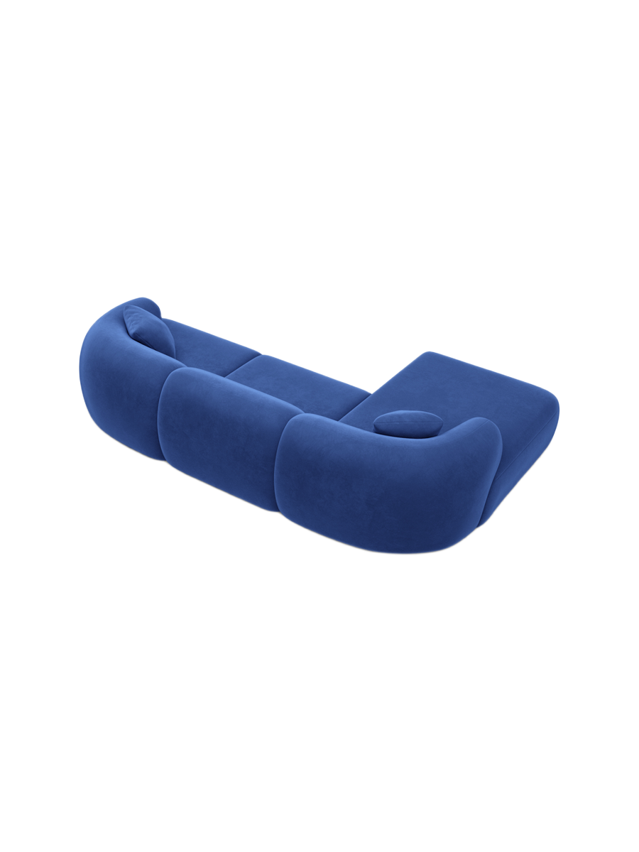 
4-Sitzer Design Ecksofa „Astoria“ mit Samtbezug - Samtbezug Königsblau / Eckteil links