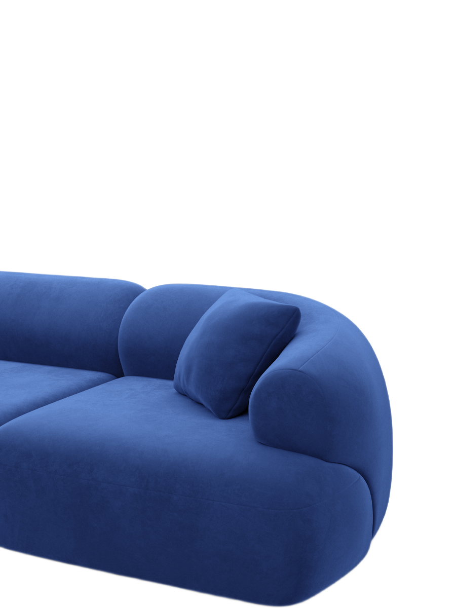 
4-Sitzer Design Ecksofa „Astoria“ mit Samtbezug - Samtbezug Königsblau / Eckteil links