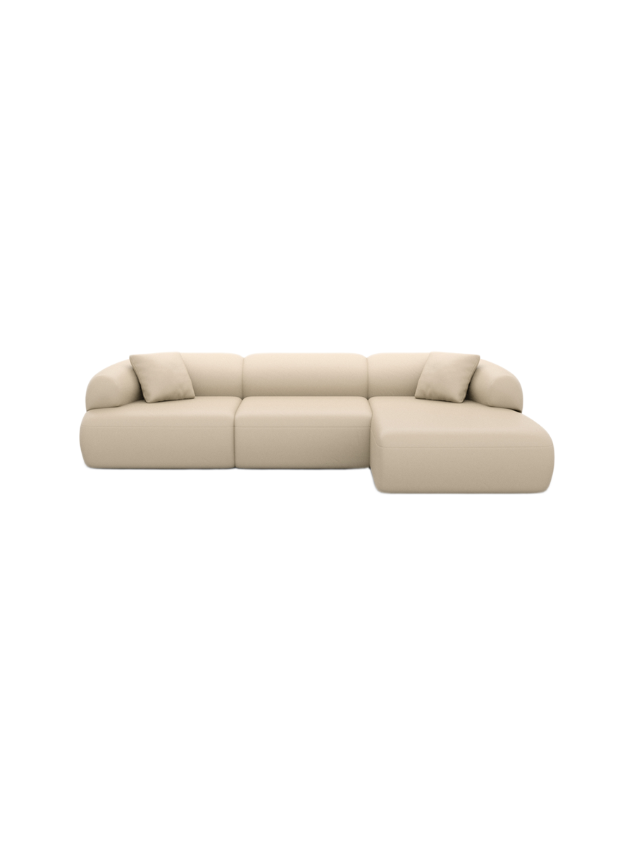 
4-Sitzer Design Echtleder Ecksofa „Astoria“ - Echtleder Beige / Eckteil links