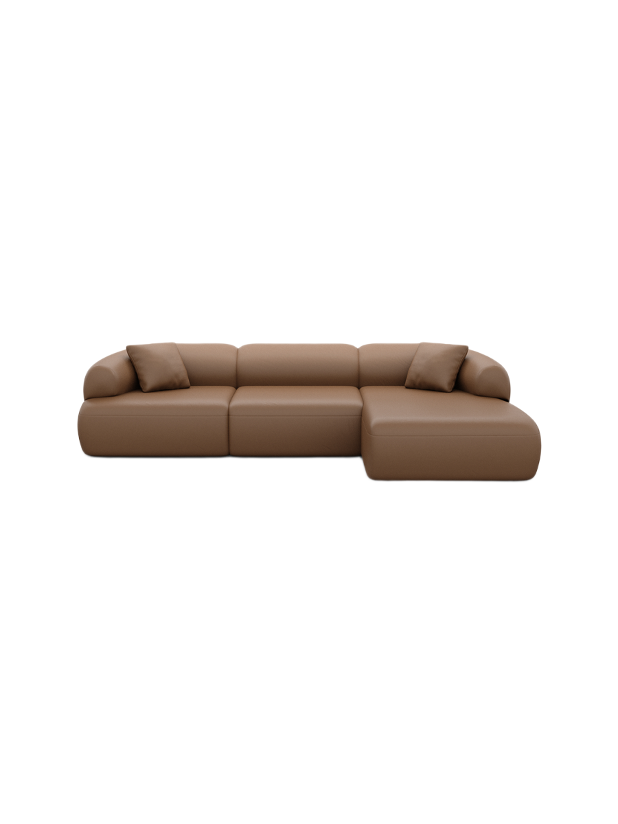 
4-Sitzer Design Echtleder Ecksofa „Astoria“ - Echtleder Beige / Eckteil links