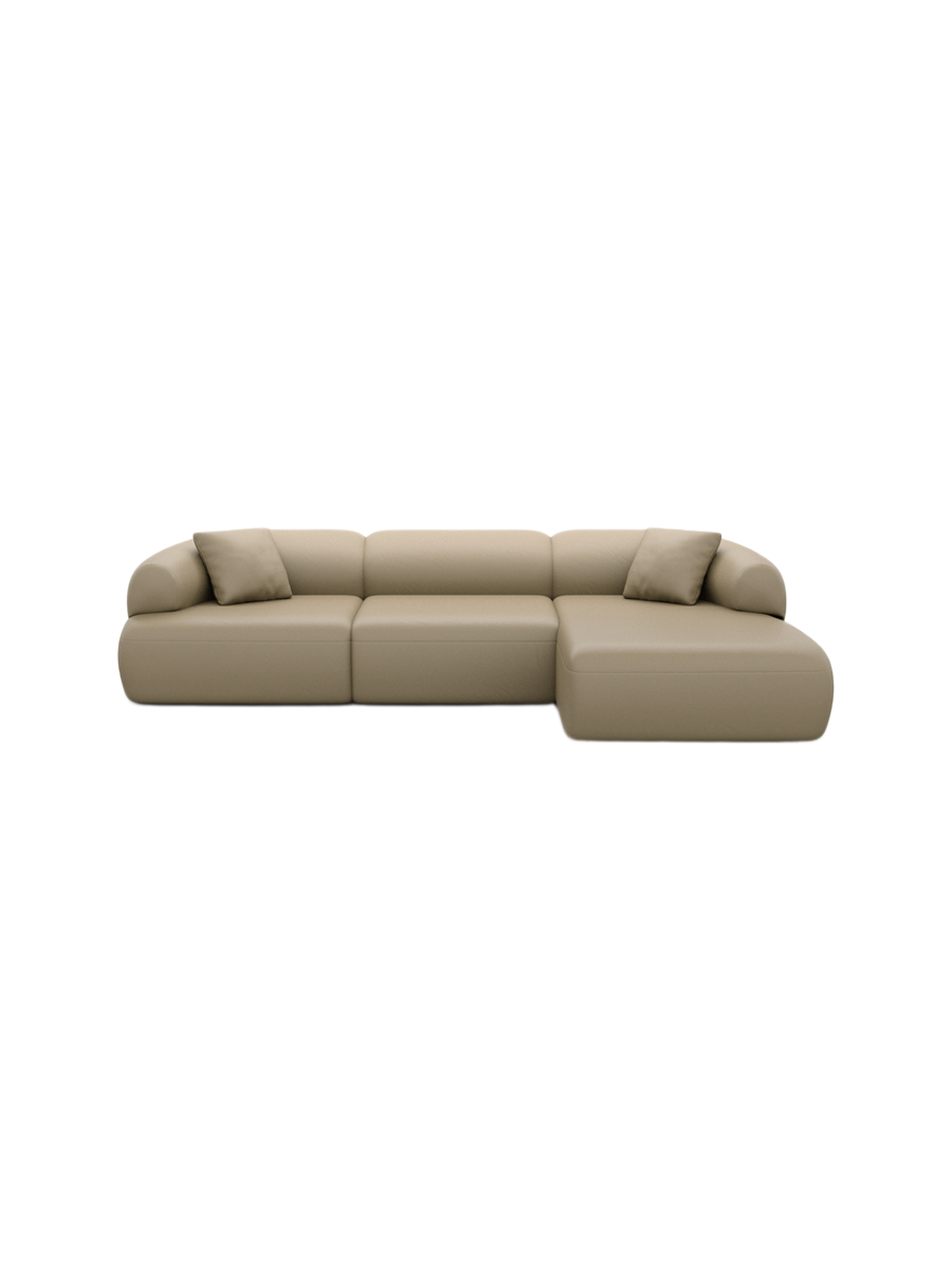 
4-Sitzer Design Echtleder Ecksofa „Astoria“ - Echtleder Beige / Eckteil links