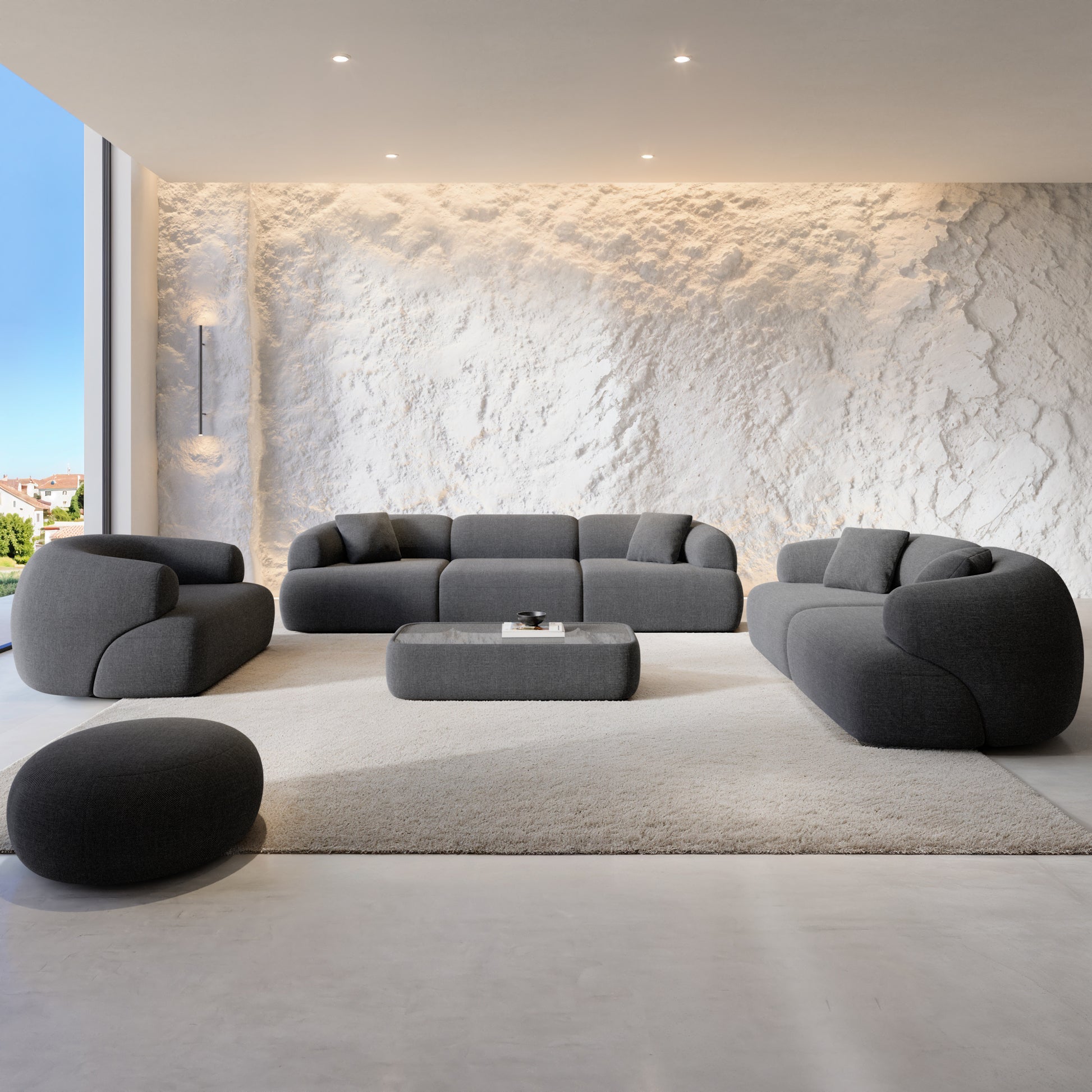 
Design Loungesessel „Astoria“ mit Strukturstoff-Bezug - Strukturstoff Anthrazit