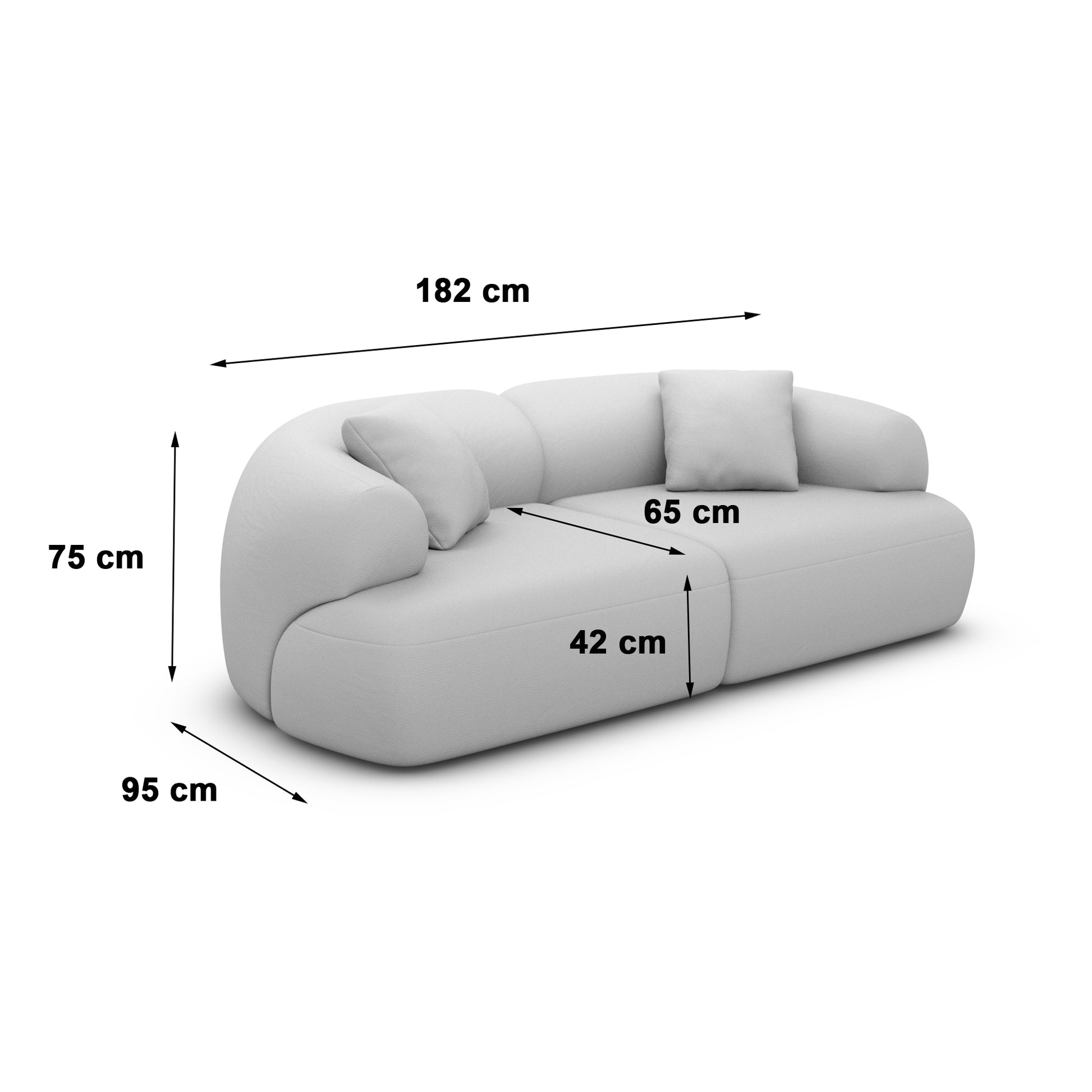 
2-Sitzer Design Echtleder Sofa „Astoria“ - Echtleder Beige