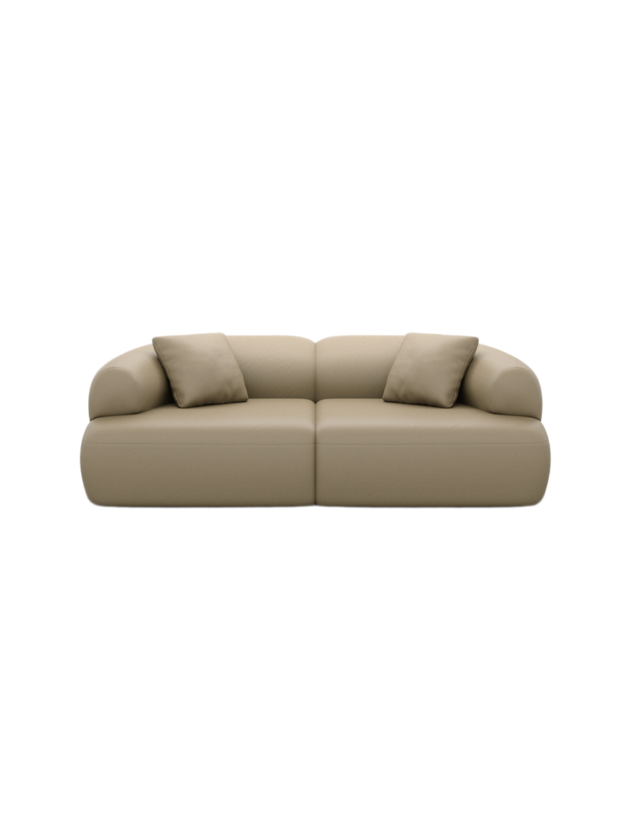 
2-Sitzer Design Echtleder Sofa „Astoria“ - Echtleder Beige