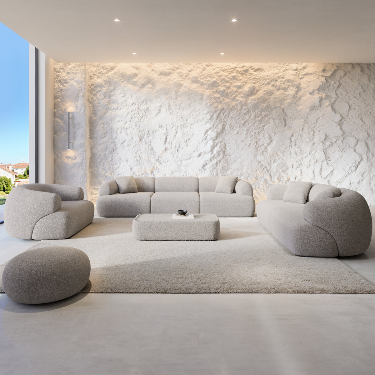 
3-Sitzer Design Sofa "Astoria“ mit Bouclé-Bezug - Bouclé Graphit