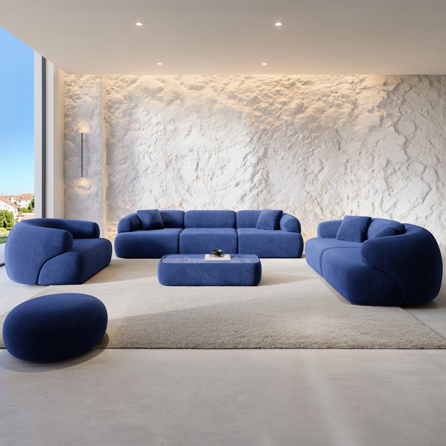
Canapé design 3 places « Astoria » avec revêtement en velours - Revêtement en velours Königsblau