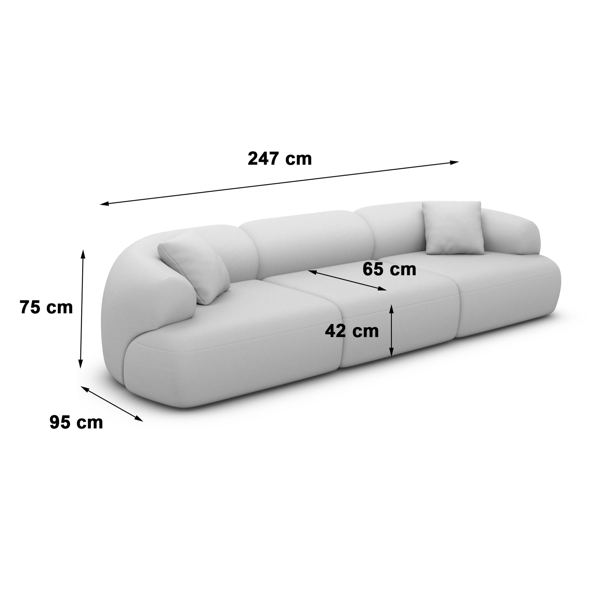 
4-Sitzer Design Sofa „Astoria“ mit Strukturstoff-Bezug - Strukturstoff Anthrazit