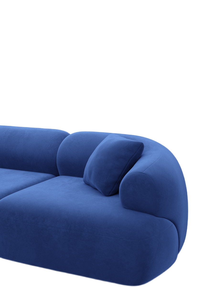 
4-Sitzer Design Sofa „Astoria“ mit Samtbezug - Samtbezug Königsblau