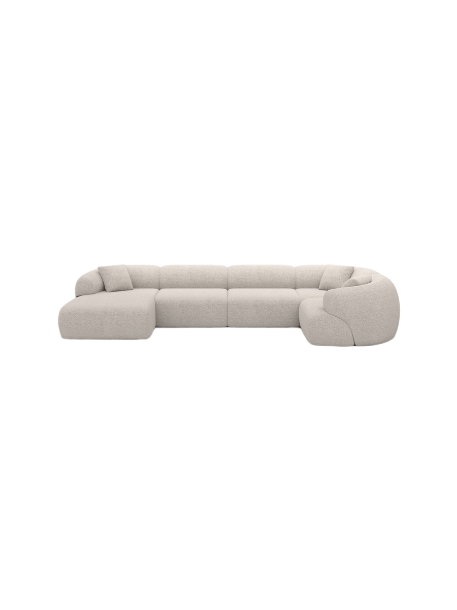 
6-Sitzer Design Panorama-Sofa „Astoria XL“ mit Bouclé-Bezug - Bouclé Graphit / Lange Seite links