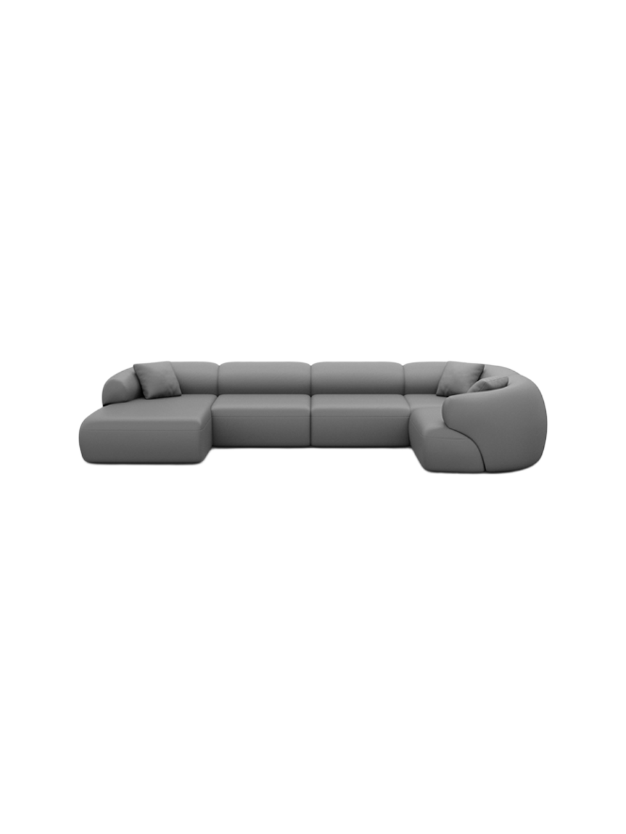 
6-Sitzer Design Echtleder Panorama-Sofa „Astoria XL“ - Echtleder Beige / Lange Seite links