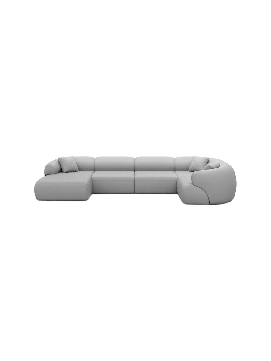 
6-Sitzer Design Echtleder Panorama-Sofa „Astoria XL“ - Echtleder Beige / Lange Seite links