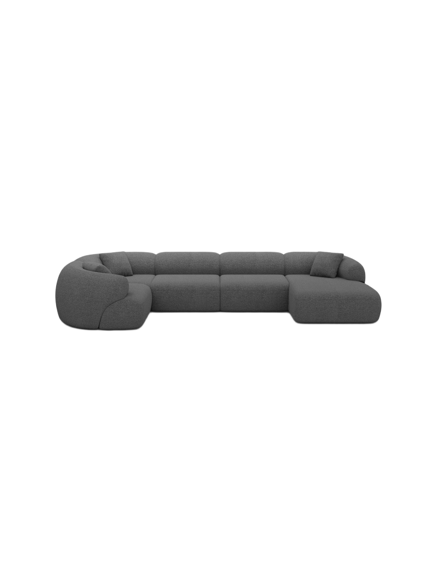 
6-Sitzer Design Panorama-Sofa „Astoria XL“ mit Bouclé-Bezug - Bouclé Graphit / Lange Seite links