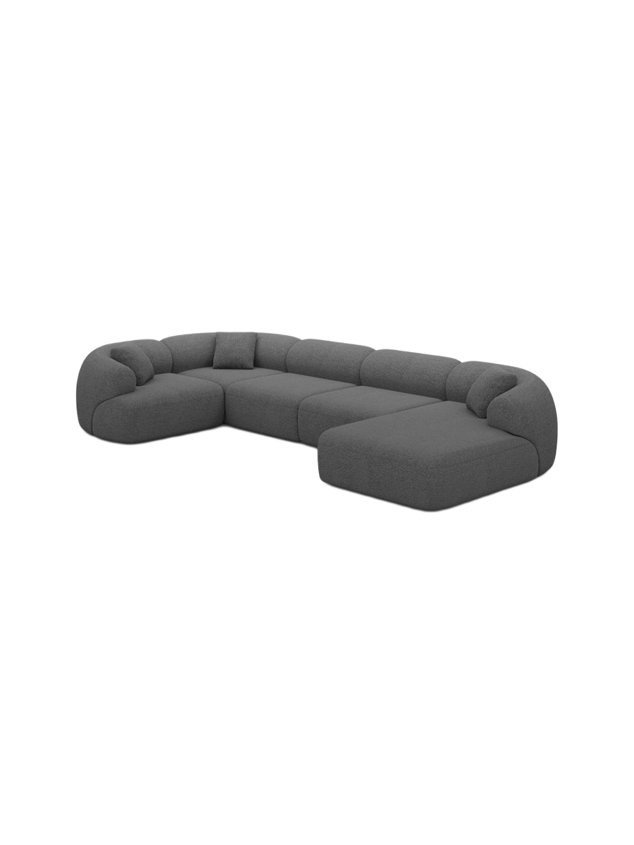 
6-Sitzer Design Panorama-Sofa „Astoria XL“ mit Bouclé-Bezug - Bouclé Graphit / Lange Seite links