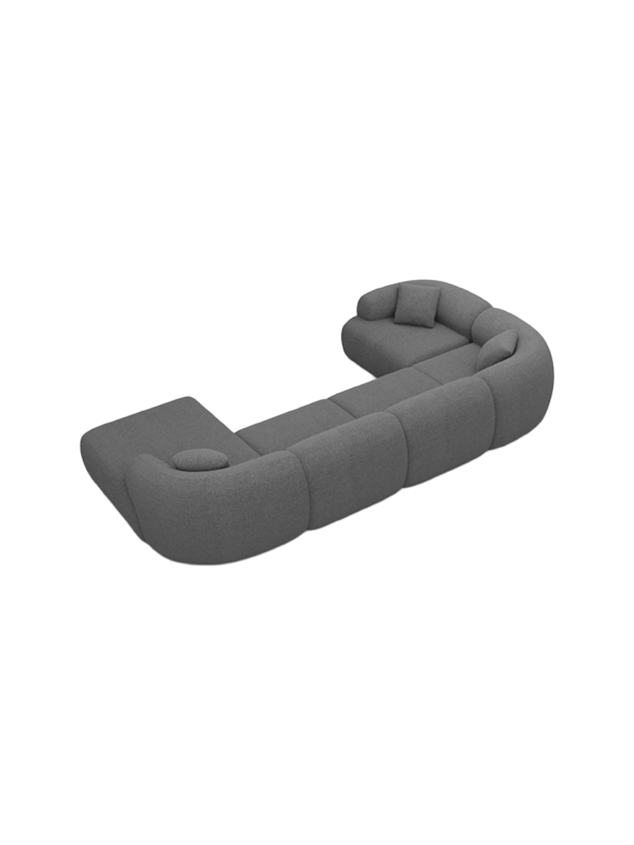 
6-Sitzer Design Panorama-Sofa „Astoria XL“ mit Bouclé-Bezug - Bouclé Graphit / Lange Seite links