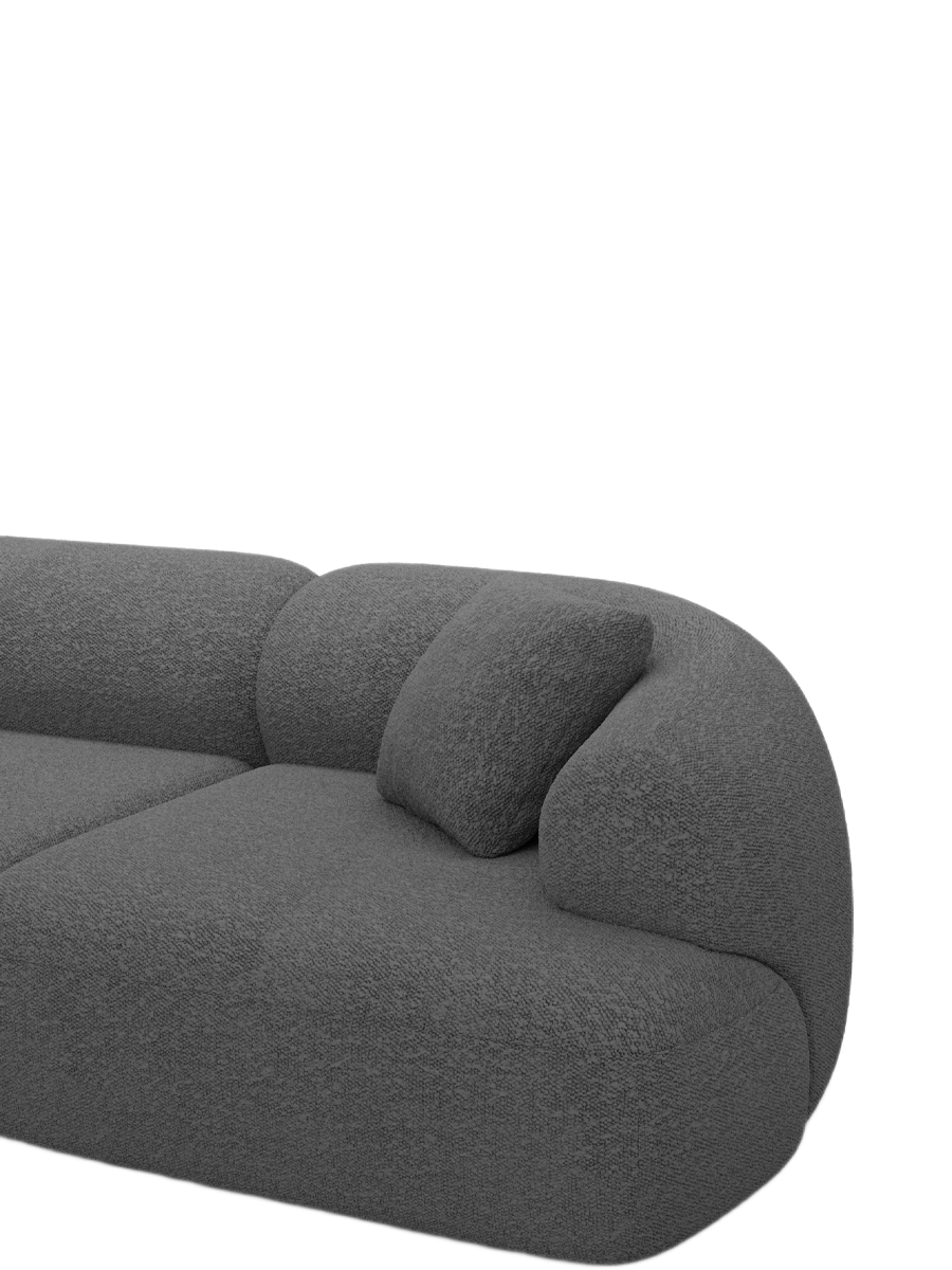
6-Sitzer Design Panorama-Sofa „Astoria XL“ mit Bouclé-Bezug - Bouclé Graphit / Lange Seite links