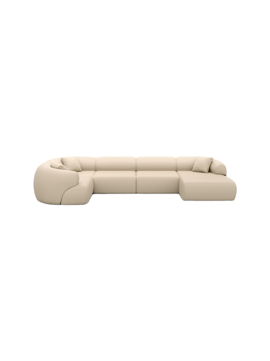 
6-Sitzer Design Echtleder Panorama-Sofa „Astoria XL“ - Echtleder Beige / Lange Seite links