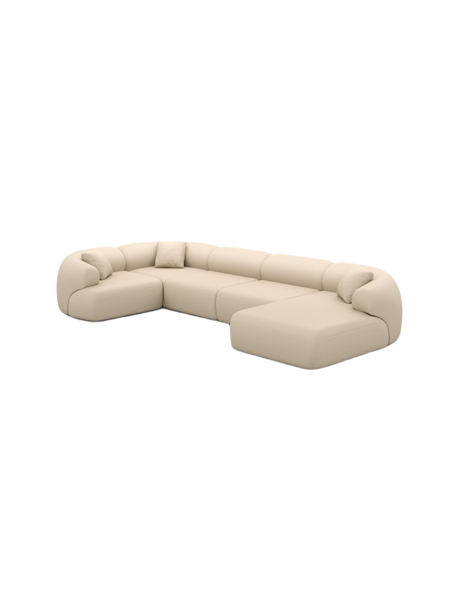 
6-Sitzer Design Echtleder Panorama-Sofa „Astoria XL“ - Echtleder Beige / Lange Seite links