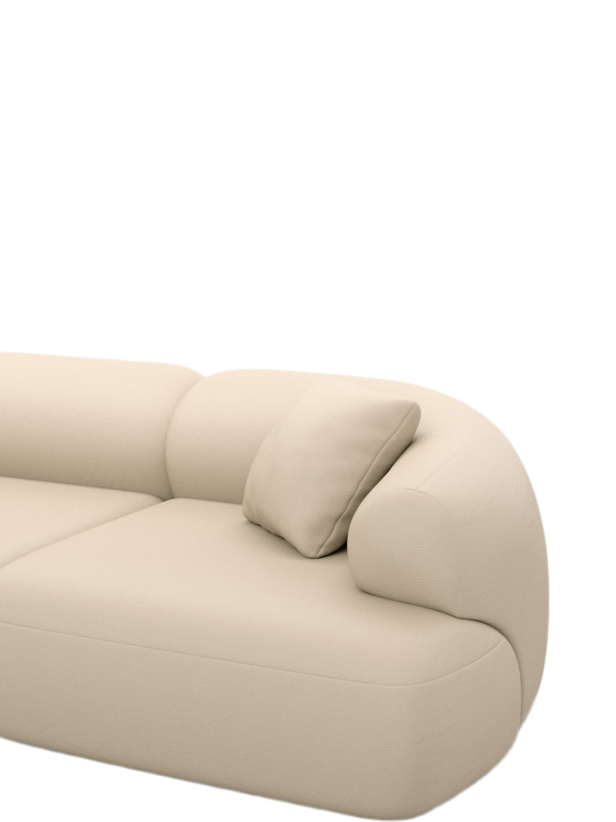 
6-Sitzer Design Echtleder Panorama-Sofa „Astoria XL“ - Echtleder Beige / Lange Seite links