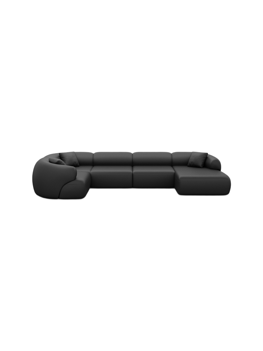 
6-Sitzer Design Echtleder Panorama-Sofa „Astoria XL“ - Echtleder Beige / Lange Seite links