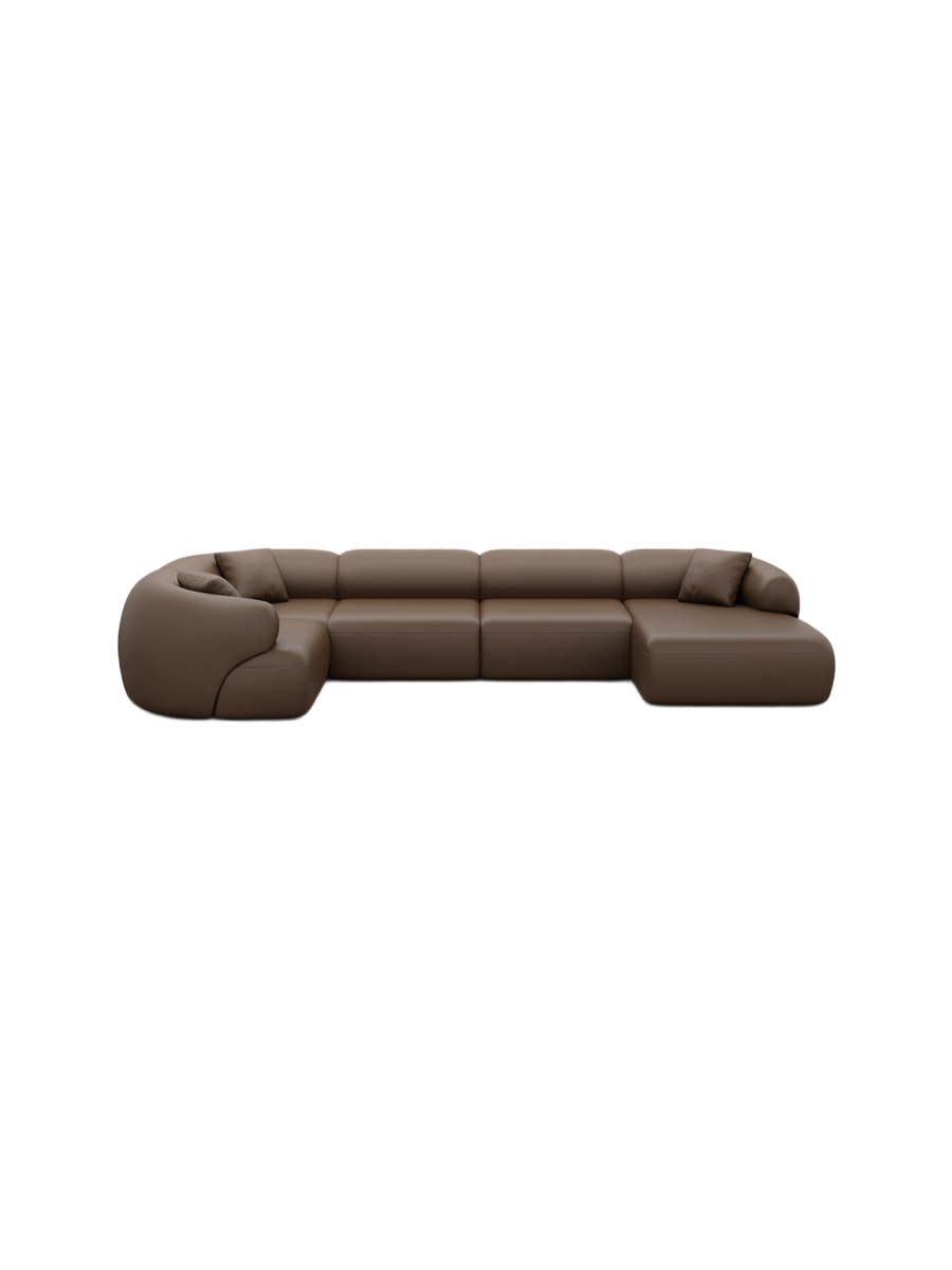 
6-Sitzer Design Echtleder Panorama-Sofa „Astoria XL“ - Echtleder Beige / Lange Seite links