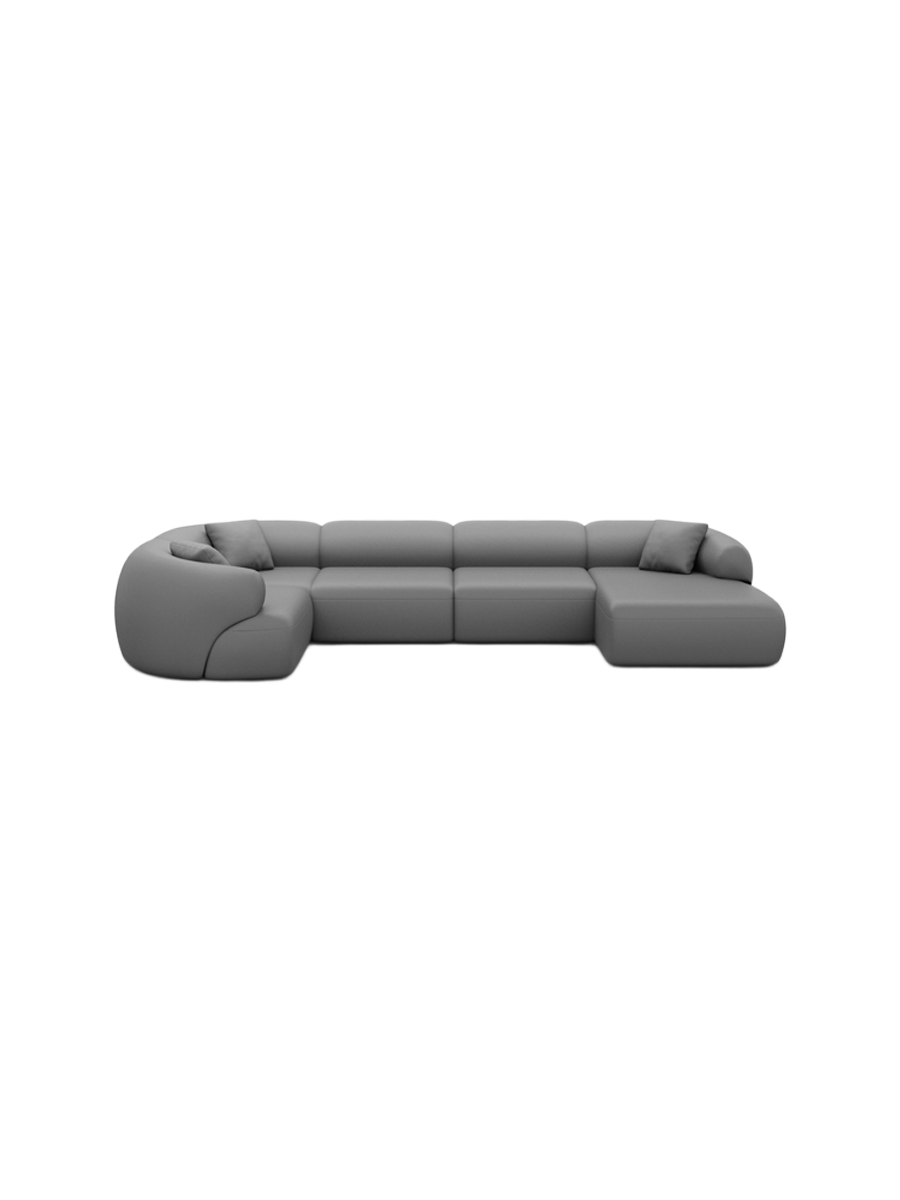 
6-Sitzer Design Echtleder Panorama-Sofa „Astoria XL“ - Echtleder Beige / Lange Seite links