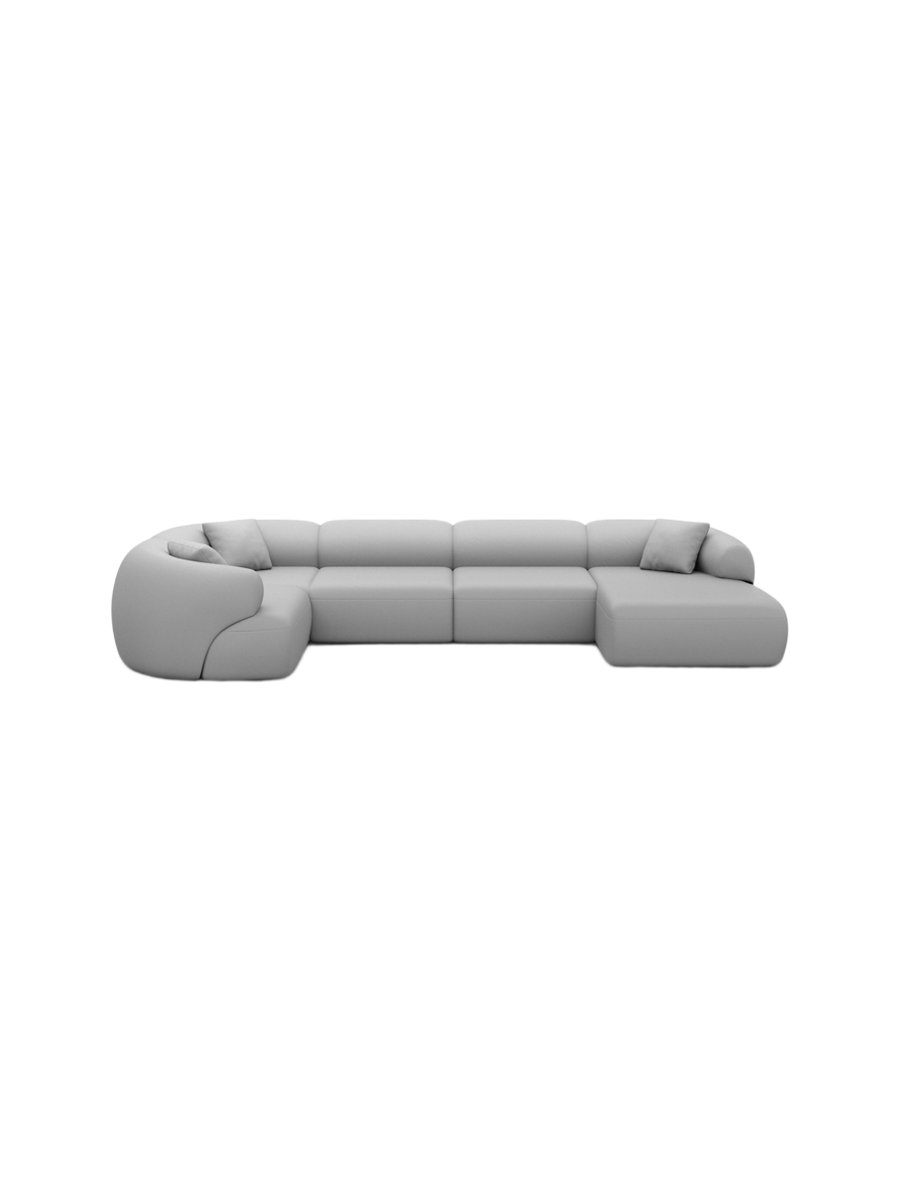 
6-Sitzer Design Echtleder Panorama-Sofa „Astoria XL“ - Echtleder Beige / Lange Seite links