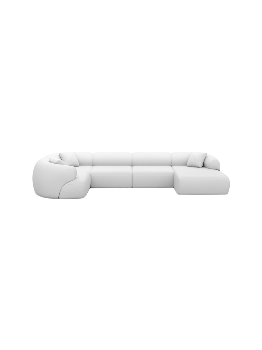 
6-Sitzer Design Echtleder Panorama-Sofa „Astoria XL“ - Echtleder Beige / Lange Seite links