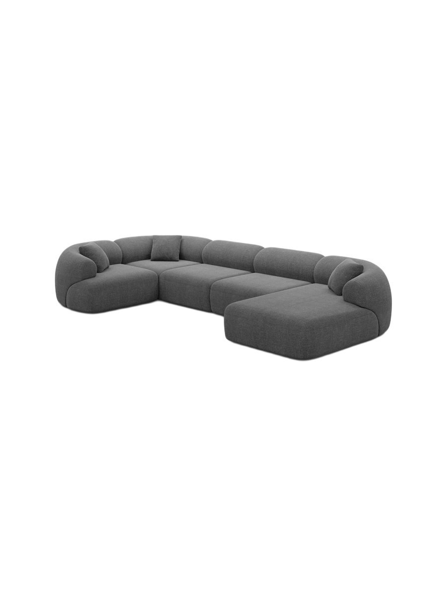 
6-Sitzer Design Panorama-Sofa „Astoria XL“ mit Strukturstoff-Bezug - Strukturstoff Anthrazit / Lange Seite links