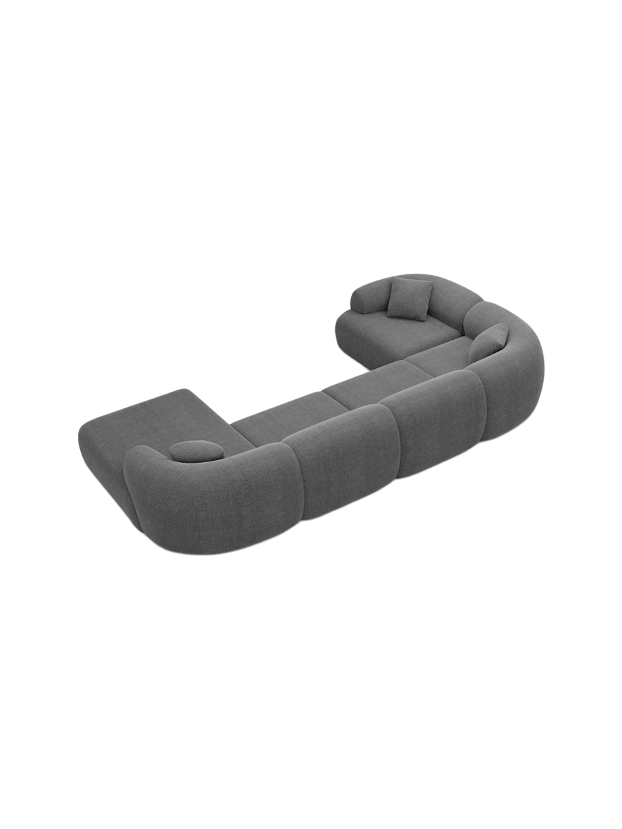 
6-Sitzer Design Panorama-Sofa „Astoria XL“ mit Strukturstoff-Bezug - Strukturstoff Anthrazit / Lange Seite links