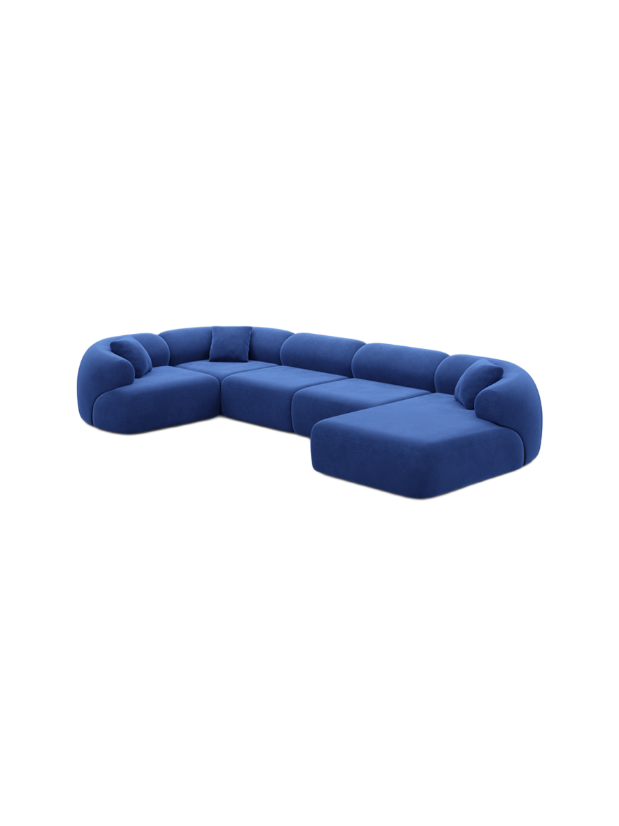 
6-Sitzer Design Panorama-Sofa „Astoria XL“ mit Samtbezug - Samtbezug Königsblau / Lange Seite links