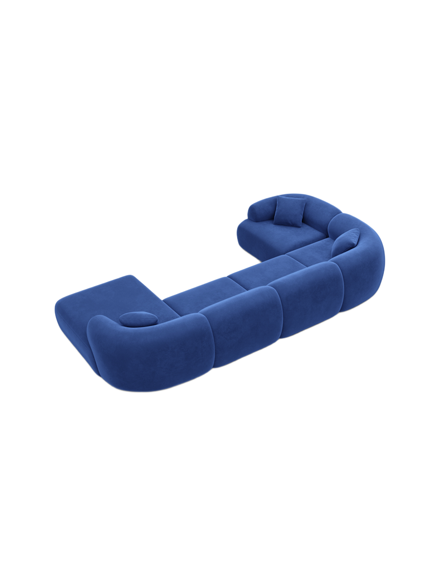 
6-Sitzer Design Panorama-Sofa „Astoria XL“ mit Samtbezug - Samtbezug Königsblau / Lange Seite links