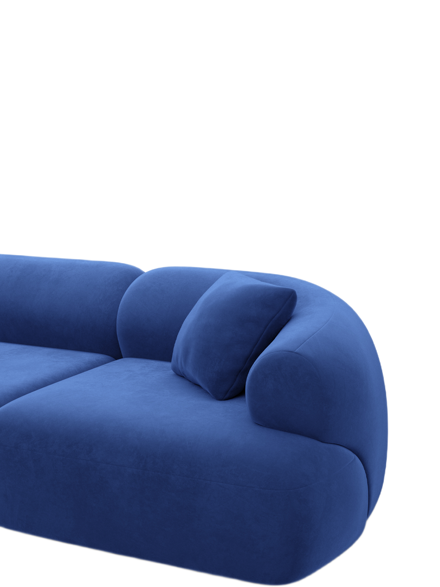 
6-Sitzer Design Panorama-Sofa „Astoria XL“ mit Samtbezug - Samtbezug Königsblau / Lange Seite links