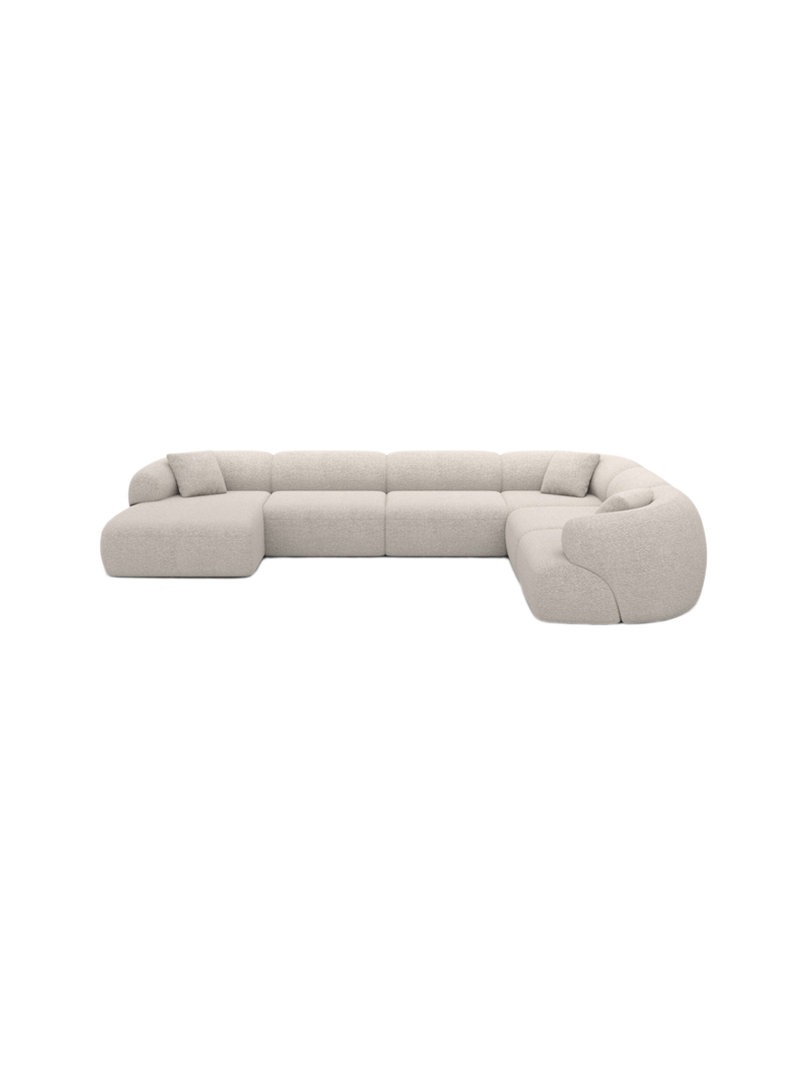 
7-Sitzer Design Panorama-Sofa „Astoria XXL“ mit Bouclé-Bezug - Bouclé Graphit / Lange Seite links