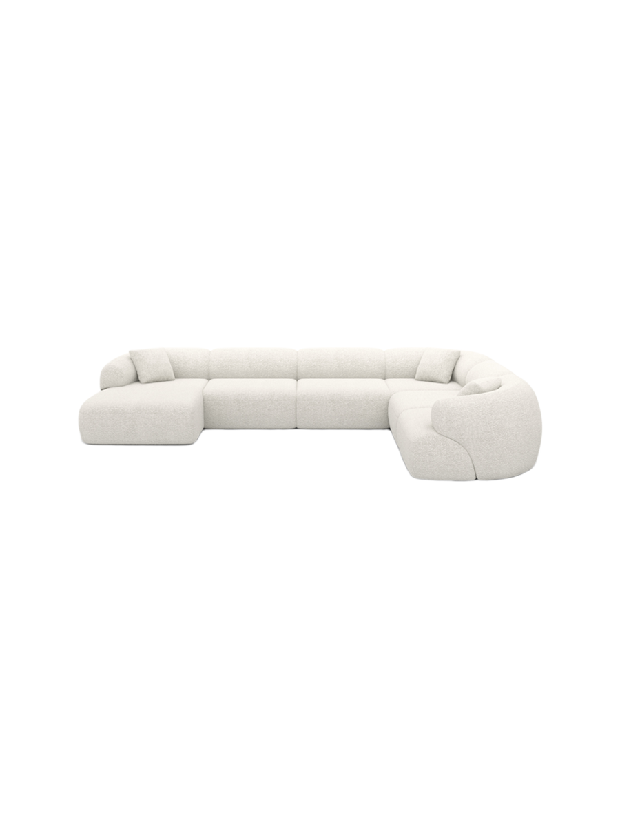 
7-Sitzer Design Panorama-Sofa „Astoria XXL“ mit Bouclé-Bezug - Bouclé Graphit / Lange Seite links