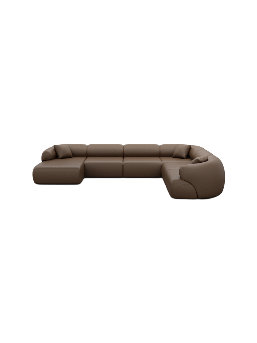 
7-Sitzer Design Echtleder Panorama-Sofa „Astoria XXL“ - Echtleder Beige / Lange Seite links