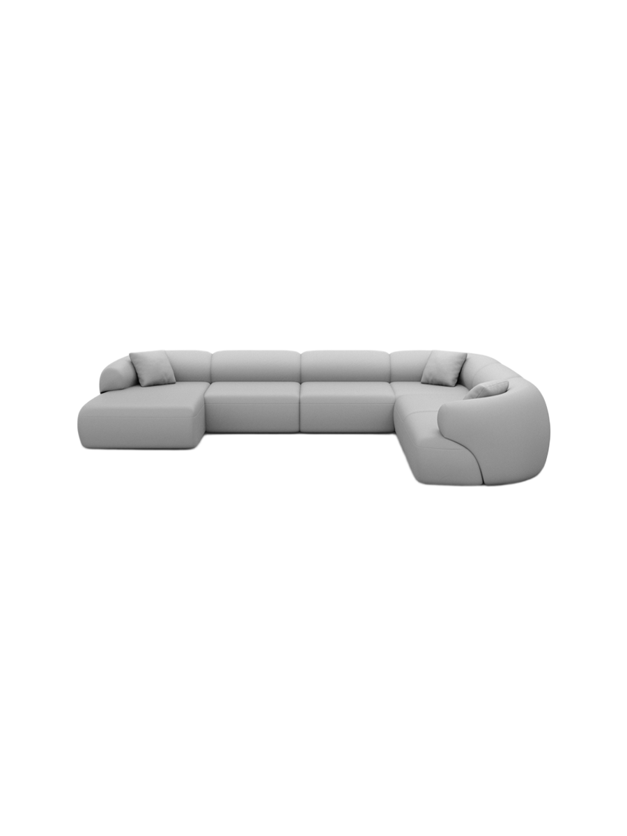 
7-Sitzer Design Echtleder Panorama-Sofa „Astoria XXL“ - Echtleder Beige / Lange Seite links