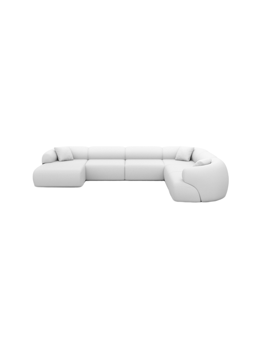 
7-Sitzer Design Echtleder Panorama-Sofa „Astoria XXL“ - Echtleder Beige / Lange Seite links