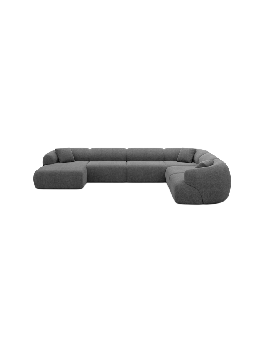 
7-Sitzer Design Panorama-Sofa „Astoria XXL“ mit Strukturstoff-Bezug - Strukturstoff Anthrazit / Lange Seite links