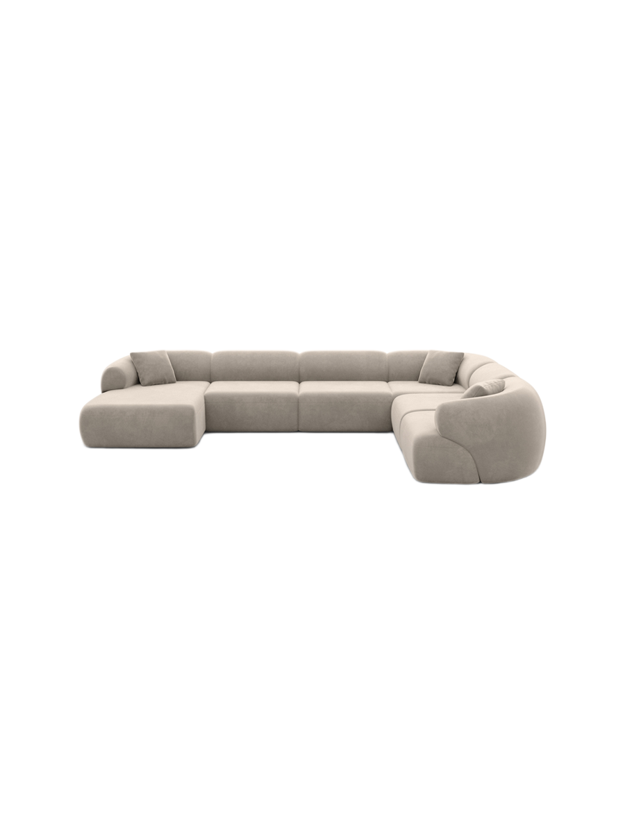 
7-Sitzer Design Panorama-Sofa „Astoria XXL“ mit Samtbezug - Samtbezug Königsblau / Lange Seite links