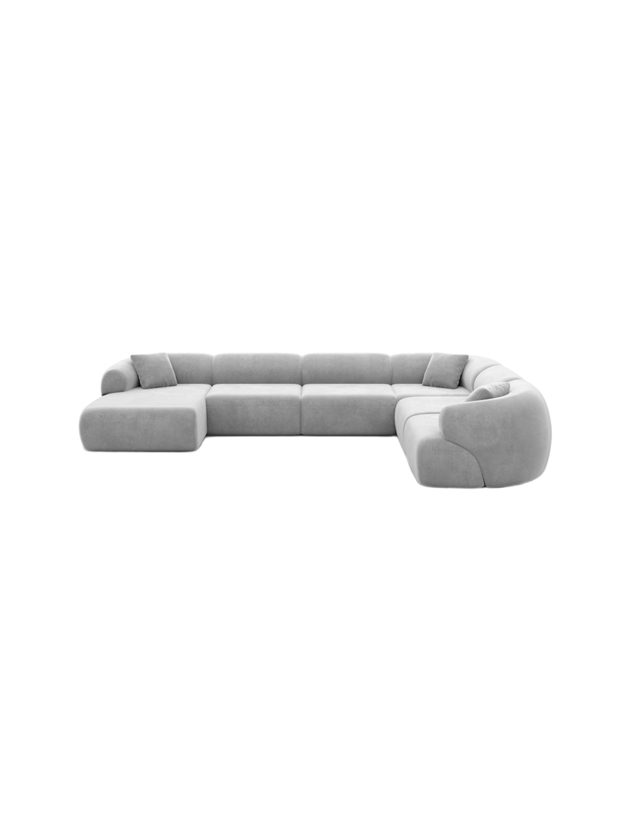 
7-Sitzer Design Panorama-Sofa „Astoria XXL“ mit Samtbezug - Samtbezug Königsblau / Lange Seite links