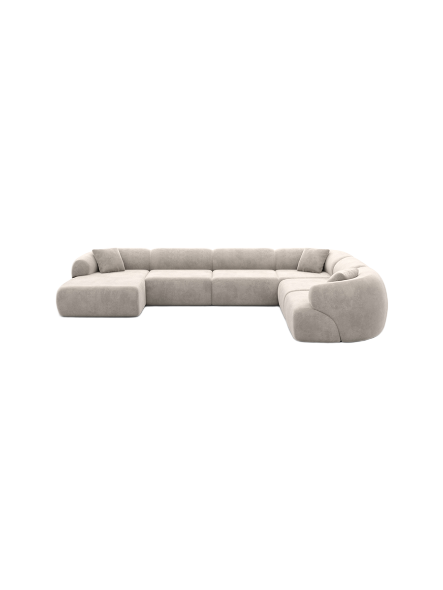 
7-Sitzer Design Panorama-Sofa „Astoria XXL“ mit Samtbezug - Samtbezug Königsblau / Lange Seite links