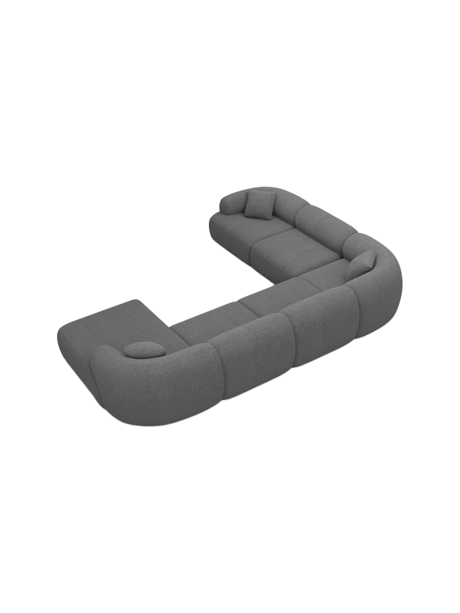 
7-Sitzer Design Panorama-Sofa „Astoria XXL“ mit Bouclé-Bezug - Bouclé Graphit / Lange Seite links