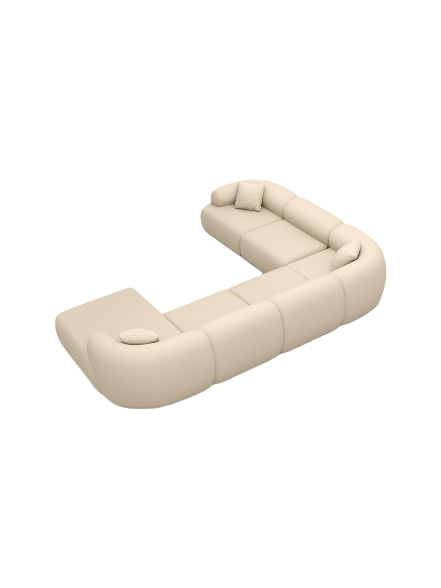 
7-Sitzer Design Echtleder Panorama-Sofa „Astoria XXL“ - Echtleder Beige / Lange Seite links