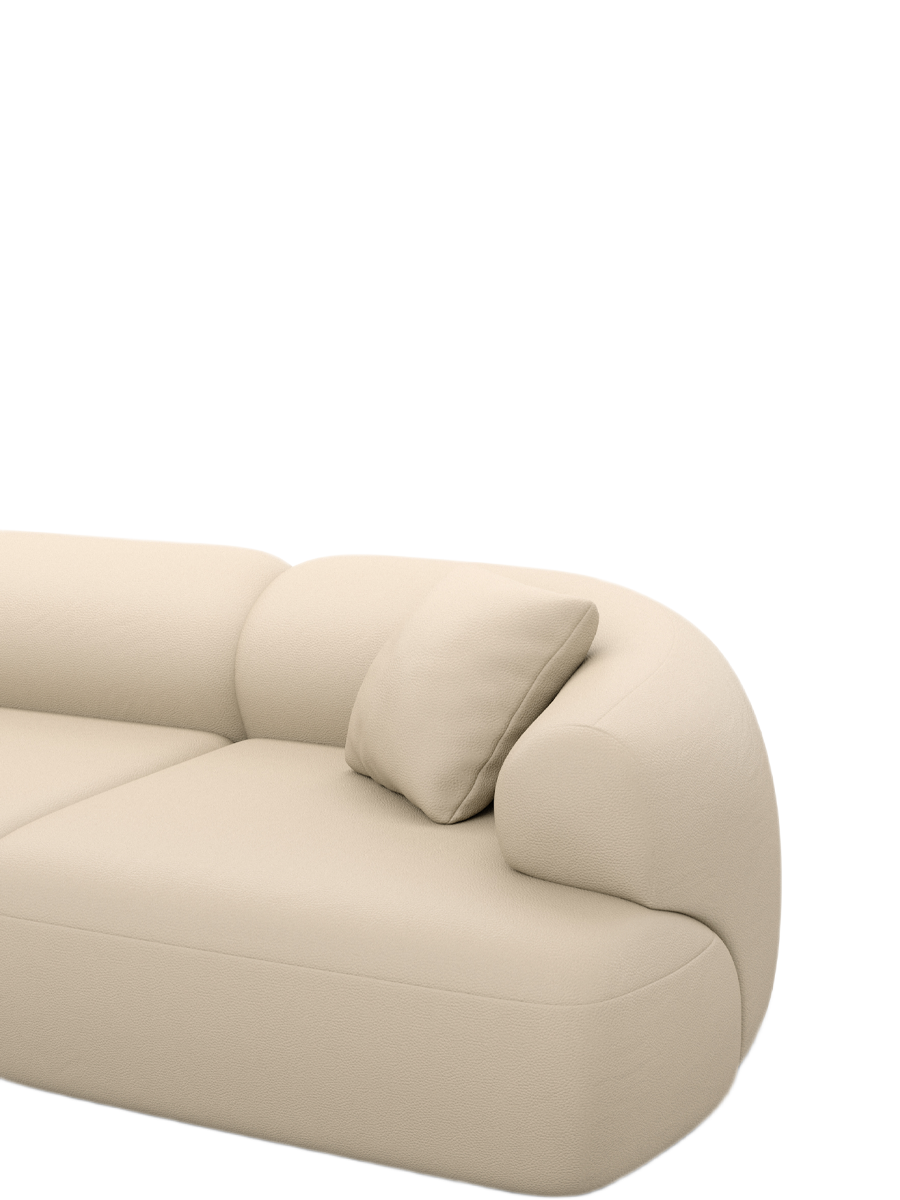 
7-Sitzer Design Echtleder Panorama-Sofa „Astoria XXL“ - Echtleder Beige / Lange Seite links