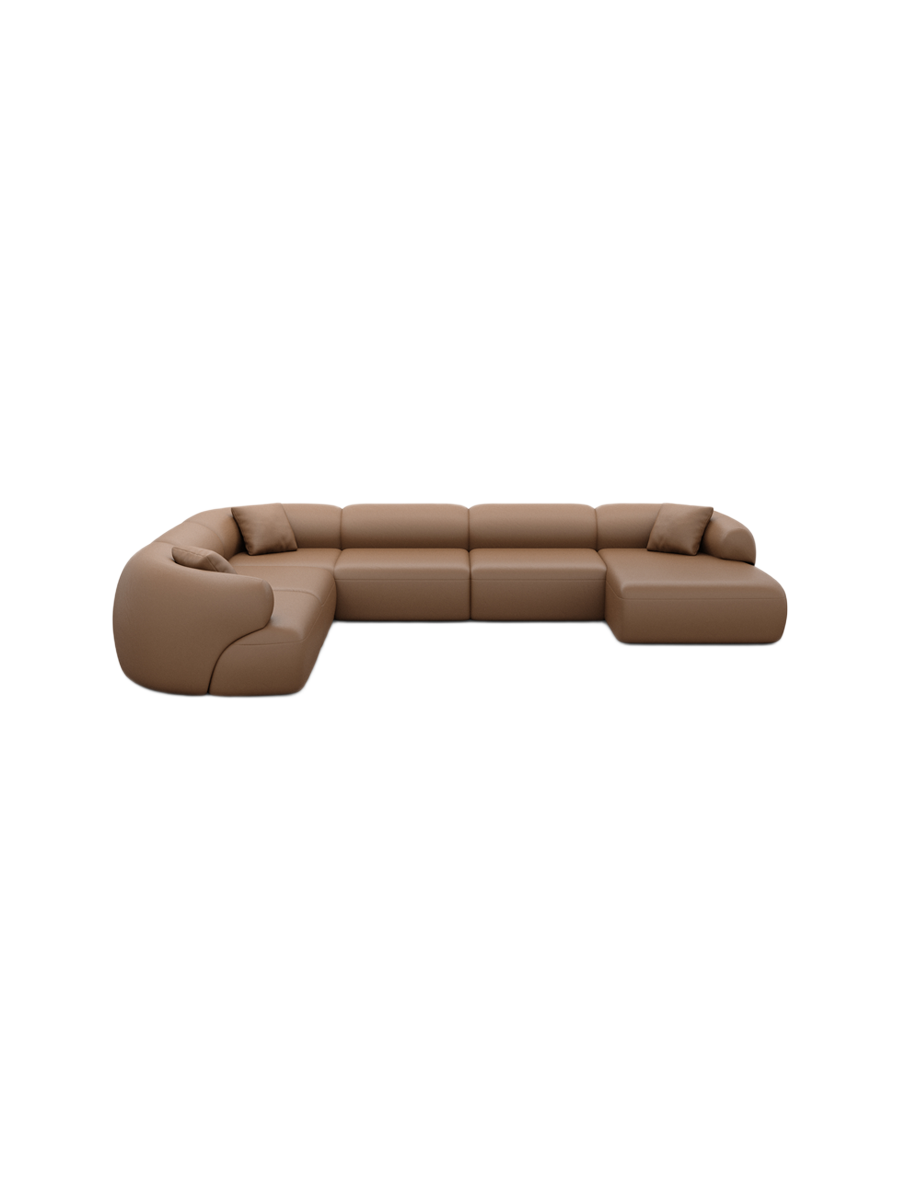 
7-Sitzer Design Echtleder Panorama-Sofa „Astoria XXL“ - Echtleder Beige / Lange Seite links
