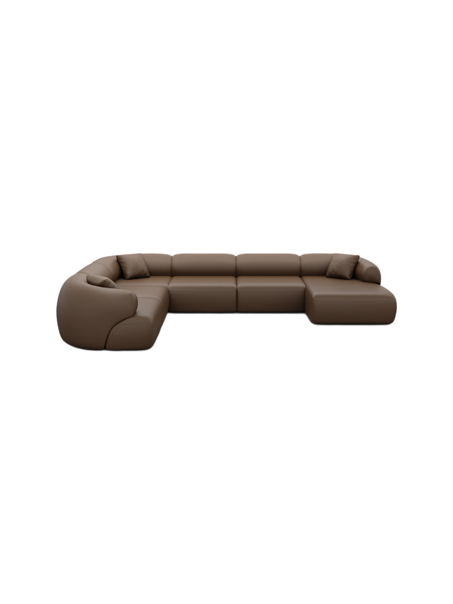 
7-Sitzer Design Echtleder Panorama-Sofa „Astoria XXL“ - Echtleder Beige / Lange Seite links