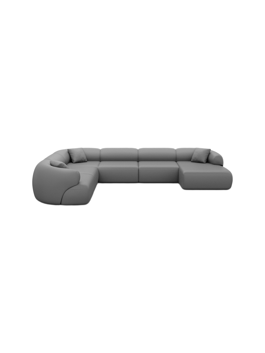 
7-Sitzer Design Echtleder Panorama-Sofa „Astoria XXL“ - Echtleder Beige / Lange Seite links